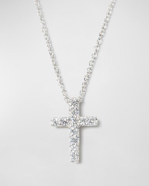 Roberto Coin White 18k Small Diamond Cross Pendant Necklace
