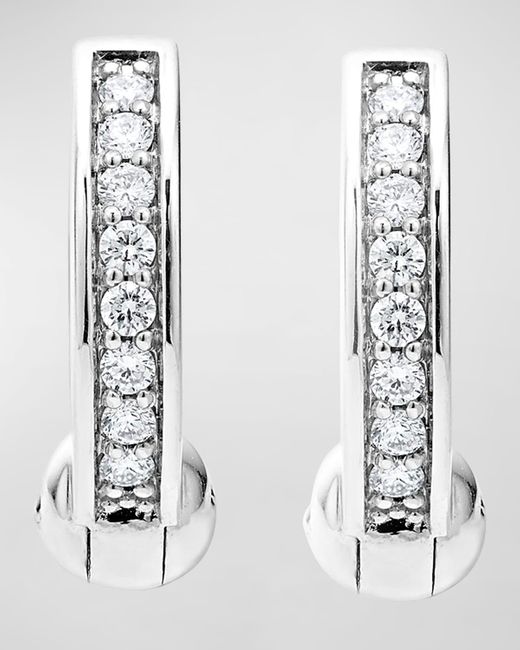 Lagos White Caviar Spark Diamond Pave 15mm Huggie Hoop Earrings