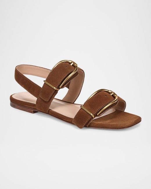 Veronica Beard Brown Maglio Suede Flat Sandals