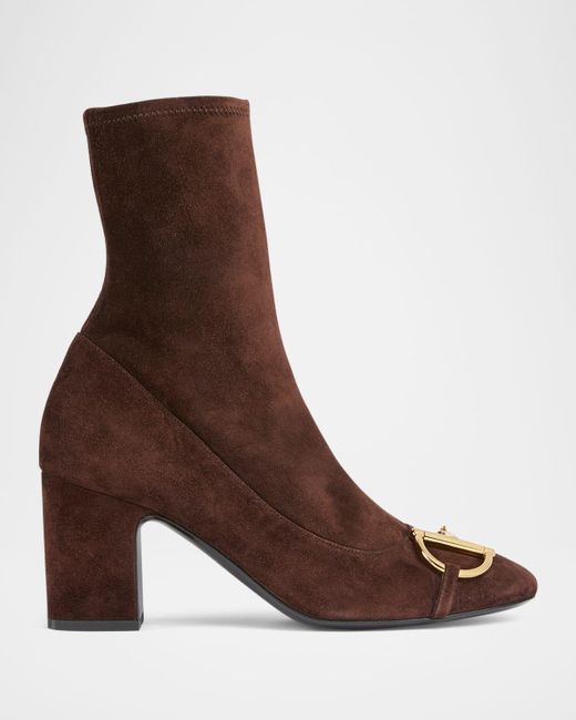 Gucci Brown Alfa Horsebit Suede Ankle Boots