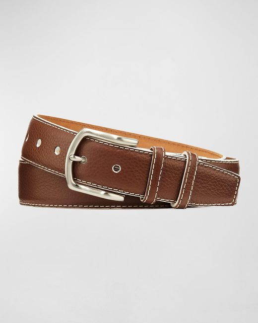 W. Kleinberg Brown South Beach Pebbled Leather Belt for men