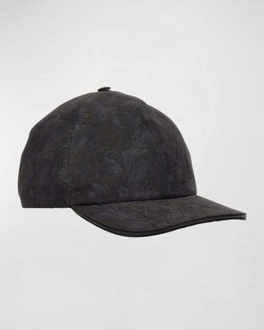 Versace Black Baroque Cotton Jacquard Baseball Hat for men