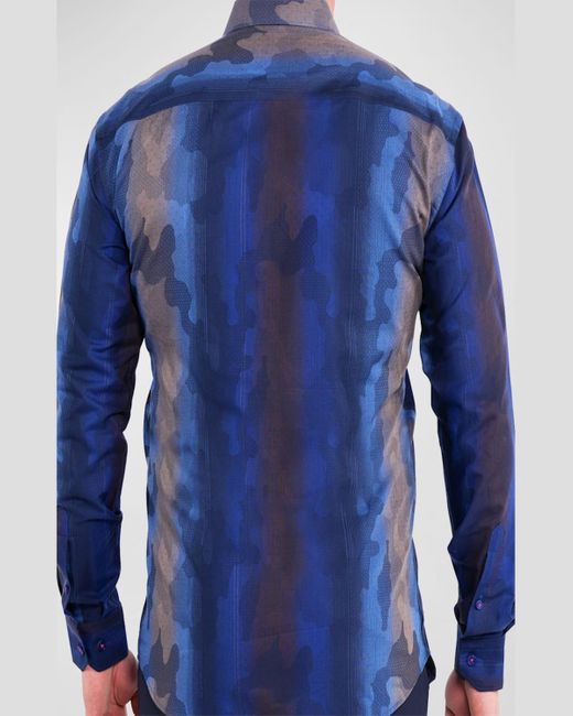 Maceoo Blue Fibonacci Camo Degrade Sport Shirt for men