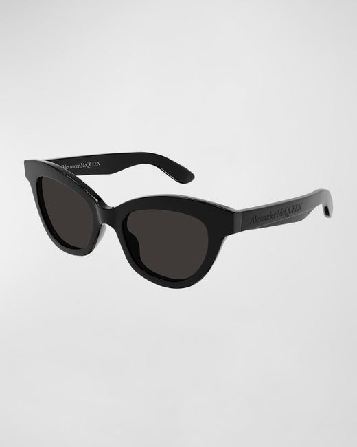 Alexander McQueen Black Acetate Cat-eye Sunglasses W/ Logo Detail
