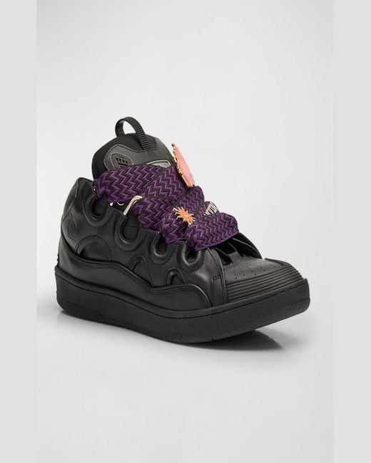 Lanvin X Future Curb Leather Low-Top Sneakers in Black for Men | Lyst