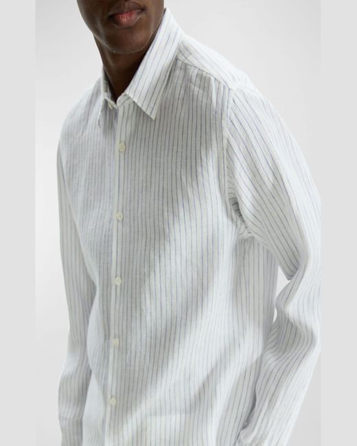 Theory White Irving Striped Sport Shirt for men