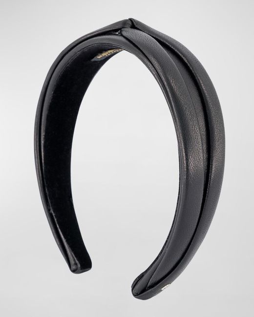 Alexandre De Paris Black Twisted Lamb Leather Headband