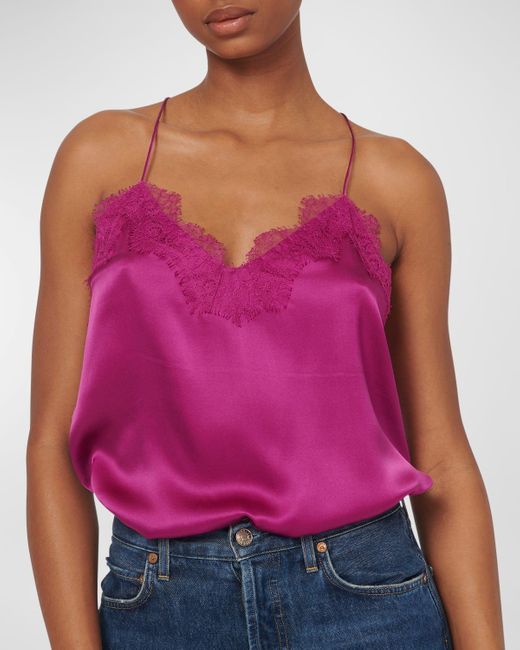 Cami NYC Pink The Racer Silk Charmeuse Camisole W/ Lace