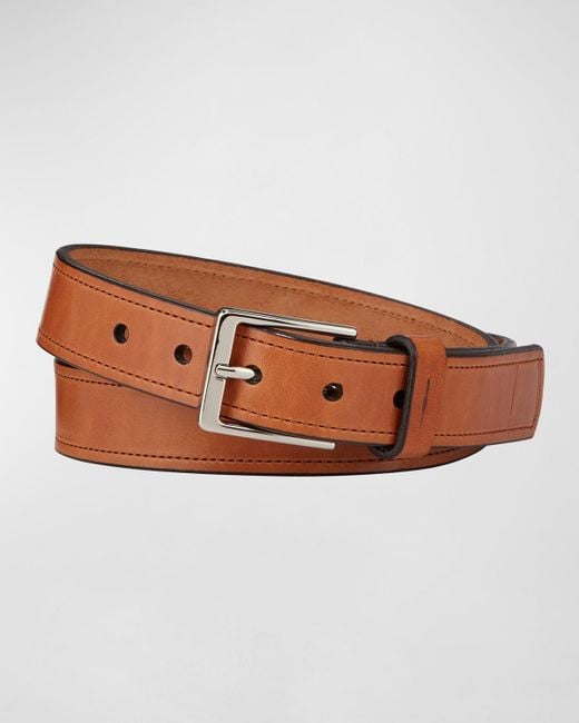 Shinola Brown Harness Single-Stitch Leather Belt for men