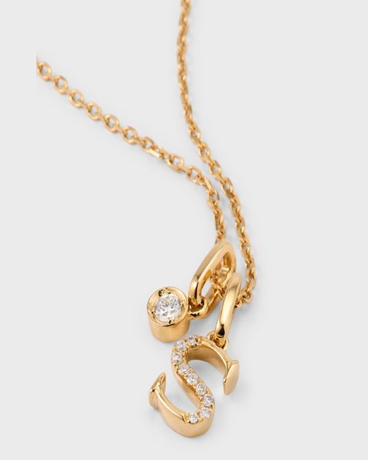Frederic Sage Metallic 18k Yellow Gold Diamond Initial Necklace, S