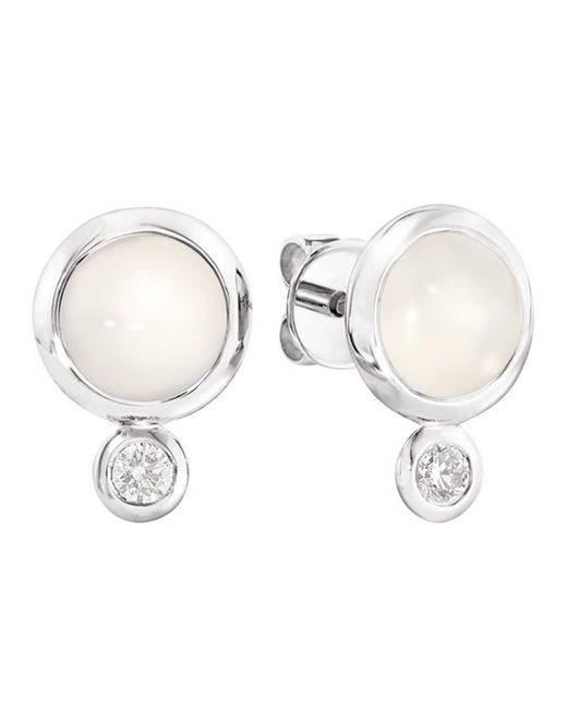 Tamara Comolli Natural Bouton 18k White Gold Sand Moonstone/diamond Post Earrings