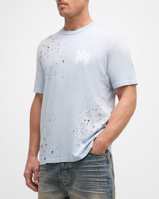 Amiri White Washed Distressed T-Shirt for men