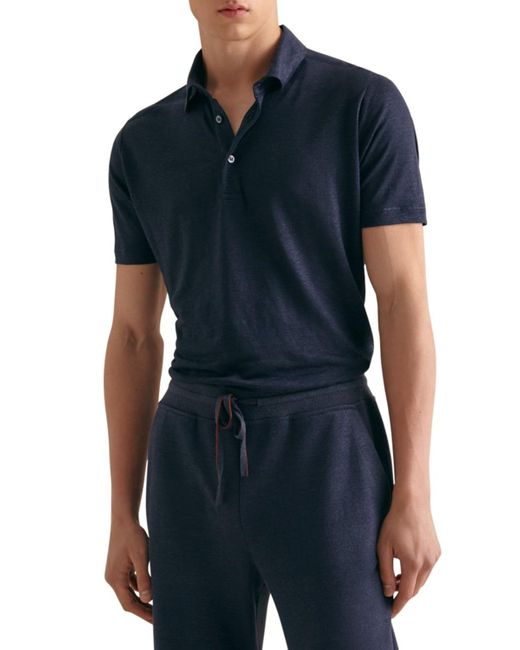 Loro Piana Blue Linen Jersey Dublon Polo Shirt for men