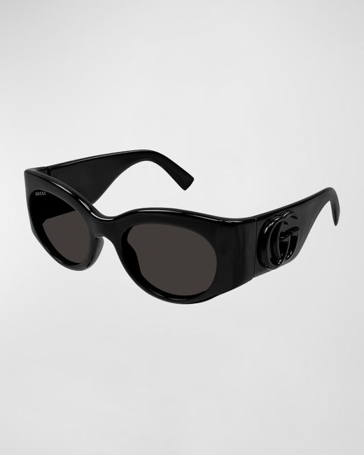 Gucci Black Gg Plastic Round Sunglasses