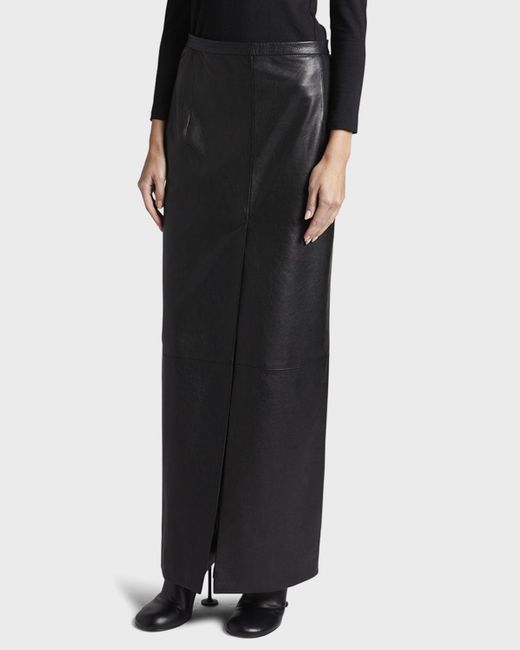 Balenciaga Black Vintage Leather Maxi Skirt