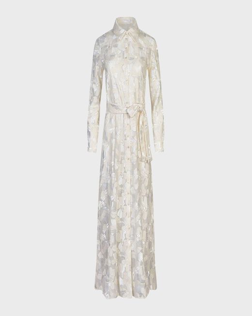 Anne Fontaine Multicolor Adelie Sheer Floral-Embroidered Maxi Shirtdress
