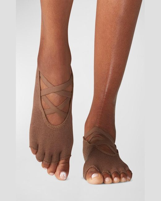 ToeSox Brown Elle Hermosa Strappy Half-Toe Grip Socks