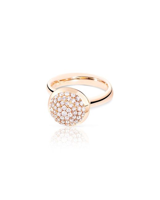 Tamara Comolli White Bouton Large 18k Rose Gold Pave Diamond Dome Ring, Size 7/54
