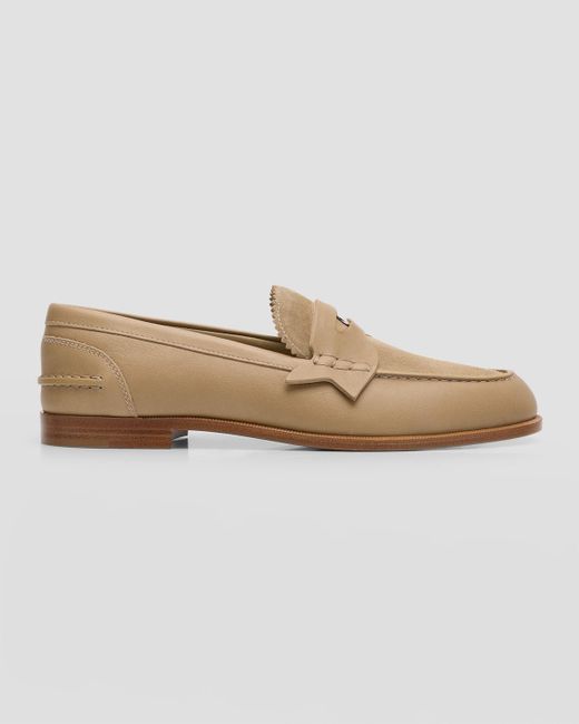 Christian Louboutin Natural Donna Mixed Leather Sole Penny Loafers