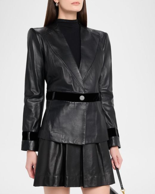 Emporio Armani Black Single-Button Leather Jacket