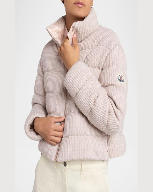 Moncler Pink Thoiry Sparkly Down Puffer Jacket