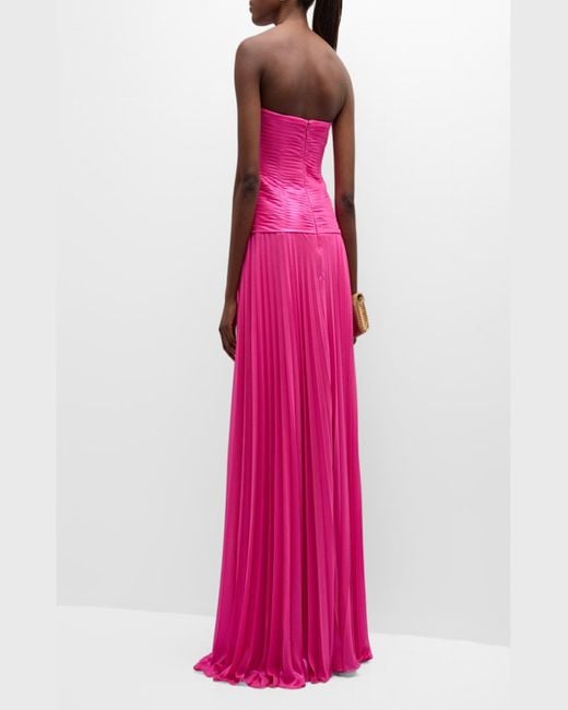 Jovani Pink Strapless Pleated Cutout Sweetheart Gown