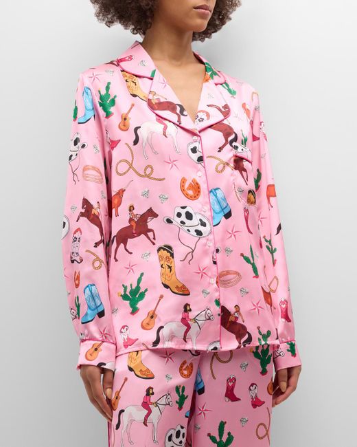 Karen Mabon Pink Printed Cropped Pajama Set