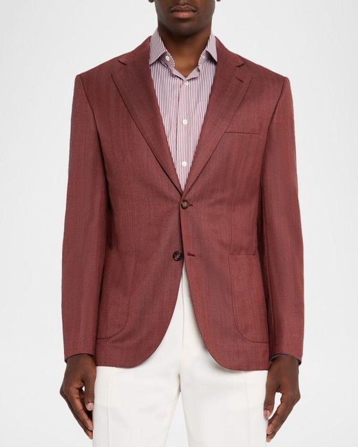 Brioni Red Apos;S Herringbone Single-Breasted Blazer for men