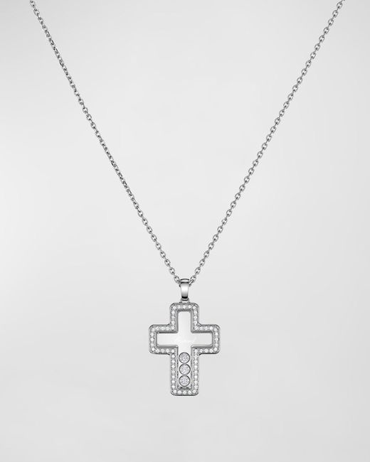 Chopard Happy Diamonds 18k White Gold Cross Pendant Necklace