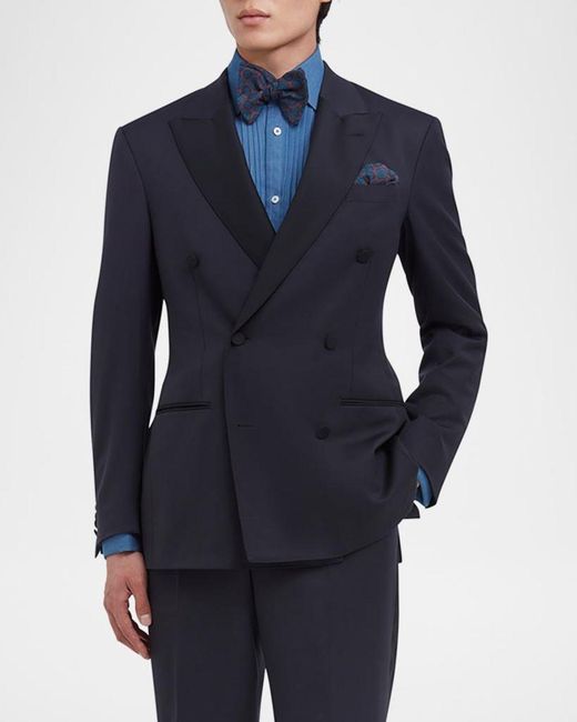 Dunhill Blue Apos;S Double-Breasted Peak Lapel Dinner Jacket for men