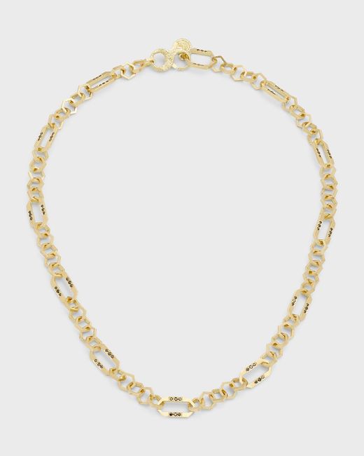 Dominique Cohen Natural 18k Yellow Gold Timepiece Chain Necklace With Black Diamonds