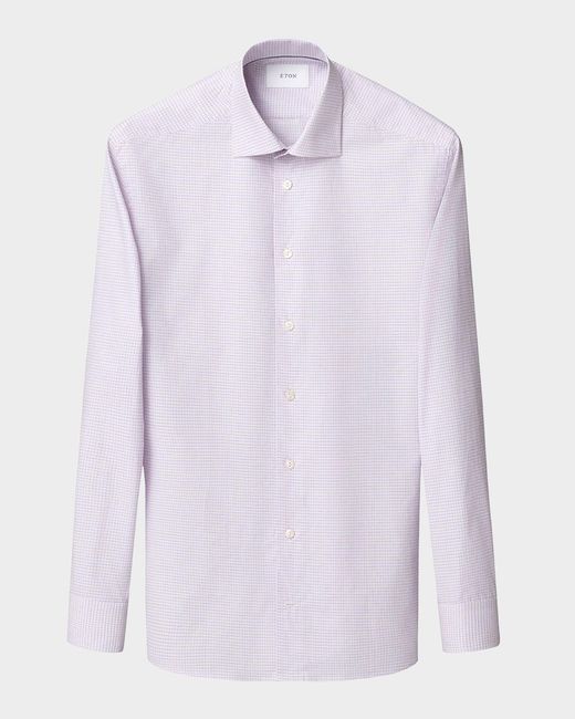 Eton Men's Purple Apos;S Contemporary Fit Micro-Check Twill Dress Shirt -  radharamanexports.com