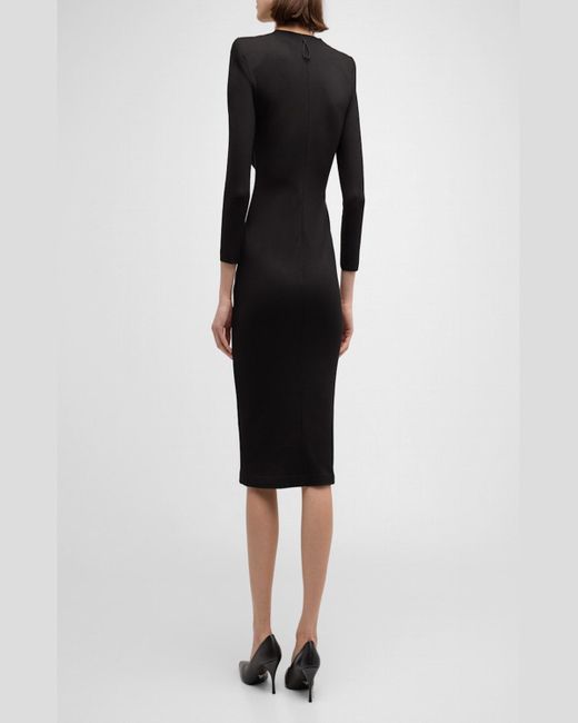 Giorgio Armani Black Draped Milano Stitch Midi Dress