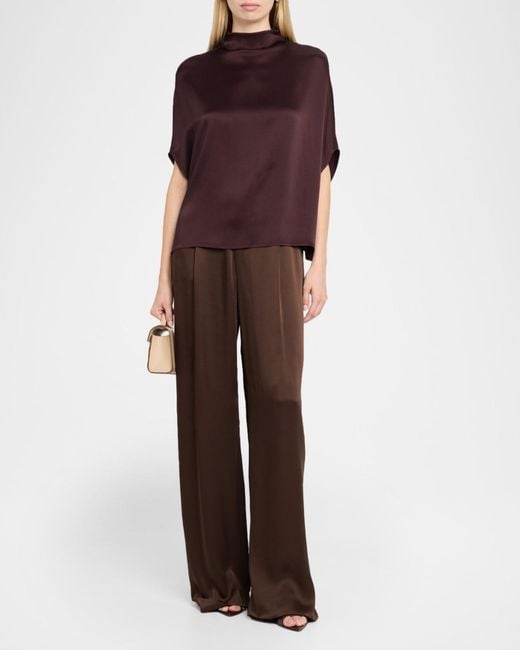 LAPOINTE Red Satin Cape Tee