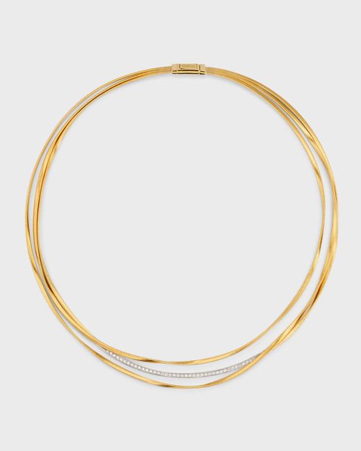 Marco Bicego Natural 18k Yellow Gold Marrakech Three Strand Necklace With Diamonds