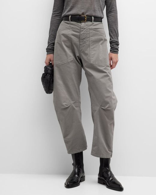 Nili Lotan Gray Shon Mid-rise Cropped Pants