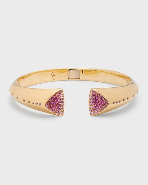 Emily P. Wheeler White 18k Gold Geode Ombre Sapphire Cuff Bracelet