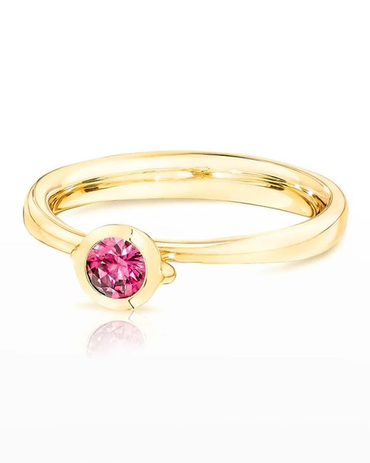 Tamara Comolli White 18k Yellow Gold Pink Spinel Solitaire Ring, Size 6.5