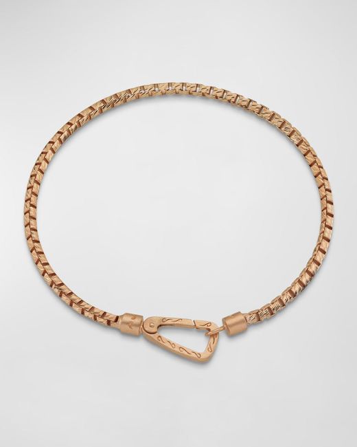 MARCO DAL MASO Natural Carved Mini Tubular Rose Plated Bracelet With Matte Chain And Clasp for men
