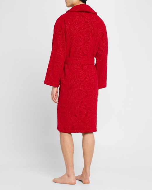 Versace Red Apos;S Cotton Barocco Bathrobe for men