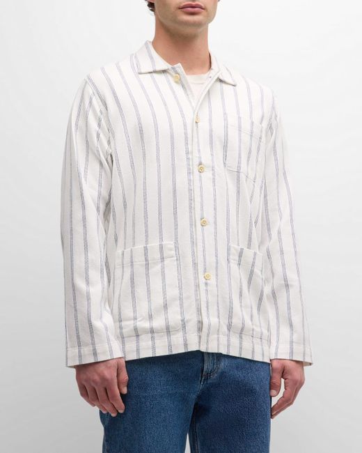Original Madras Trading Co. White No. 106 Stout Striped Overshirt for men