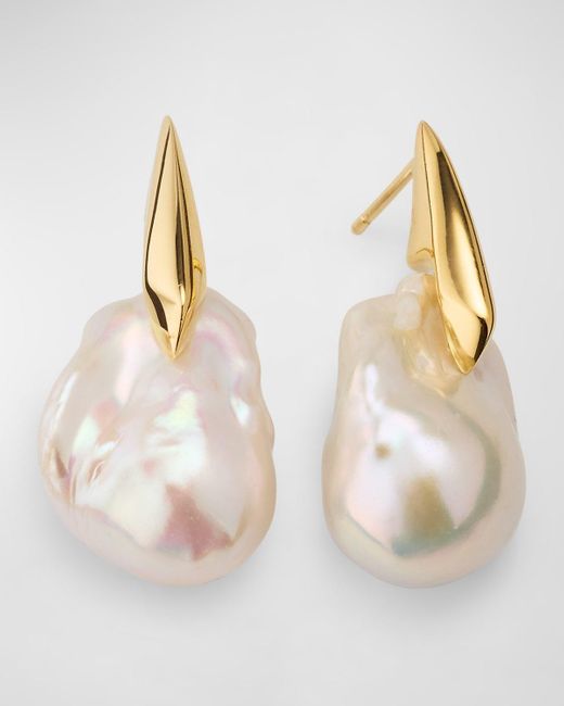 Bottega Veneta Metallic Large Pearl Earrings