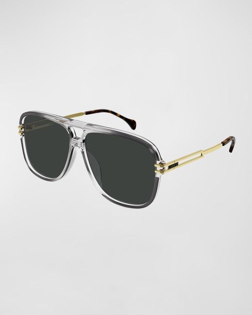 Gucci Black Acetate Aviator Sunglasses for men