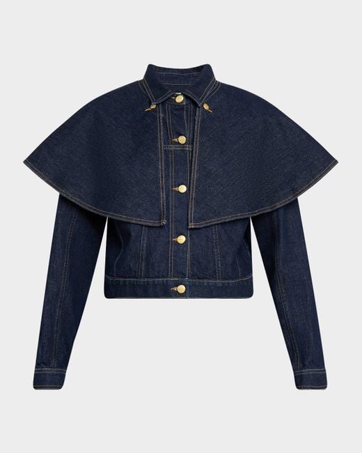 Ulla Johnson Blue The Agata Denim Cape Jacket