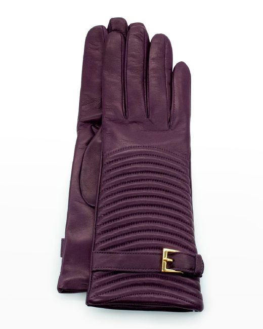 Portolano Purple Cashmere-lined Napa Belt Gloves