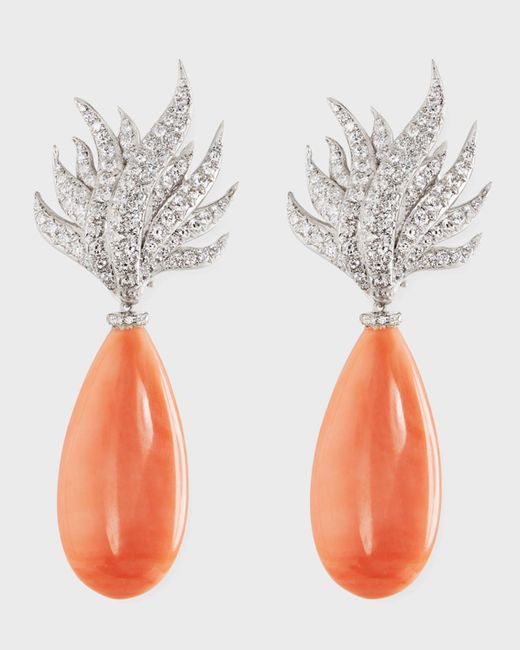 Assael White Angel Skin Coral/diamond Earrings