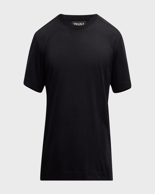 Zegna Black Pure Cotton Crewneck T-Shirt for men