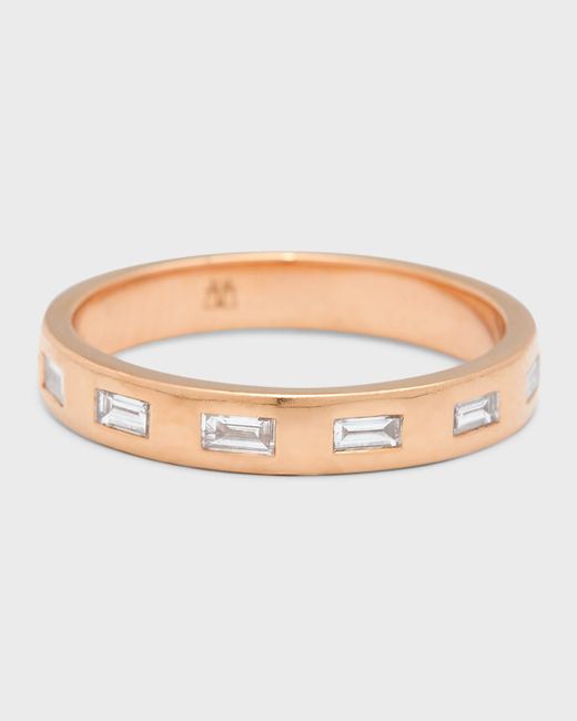 Walters Faith White Ottoline Rose Gold Band Ring With Gypsy-set Baguettes