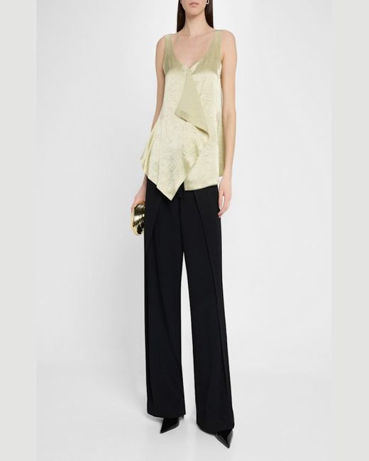 Jason Wu Natural Overlap Crinkle Satin Tank Top