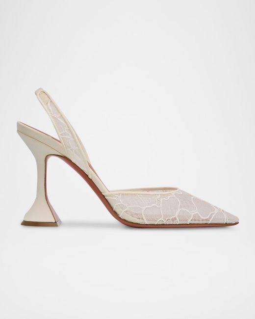 AMINA MUADDI White Holli Lace Slingback Pumps